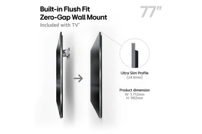 LG 77G5 OLED Televízió fali konzolos változat méretei mm-ben.
