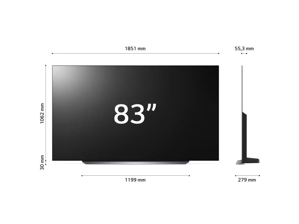 Az LG 83C3 oled evo televízió méretek.
