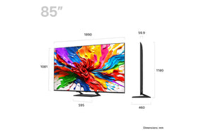 LG 85QNED93A televízió méretei mm-ben.