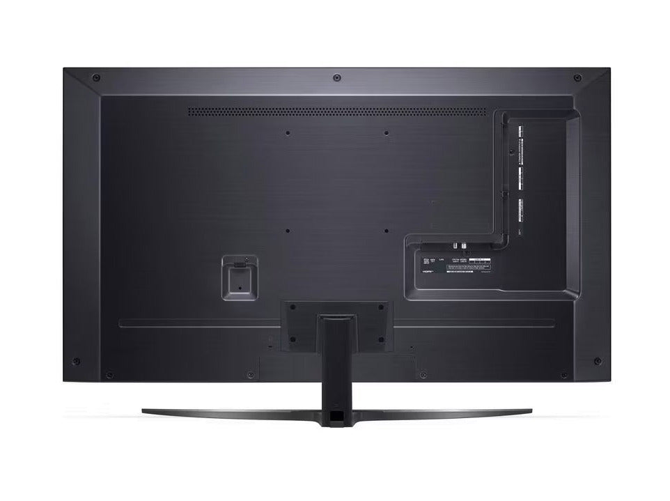 LG 86QNED813QA 4K MiniLED Gaming TV hátulnézetben, talpon.