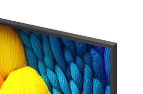 LG 65NANO81A televízió vékony kávája közelről.