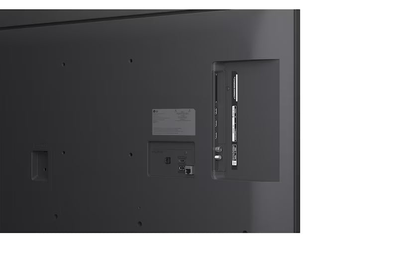 LG 43NANO81A televízió hátlapi és oldalsó csatlakozói.