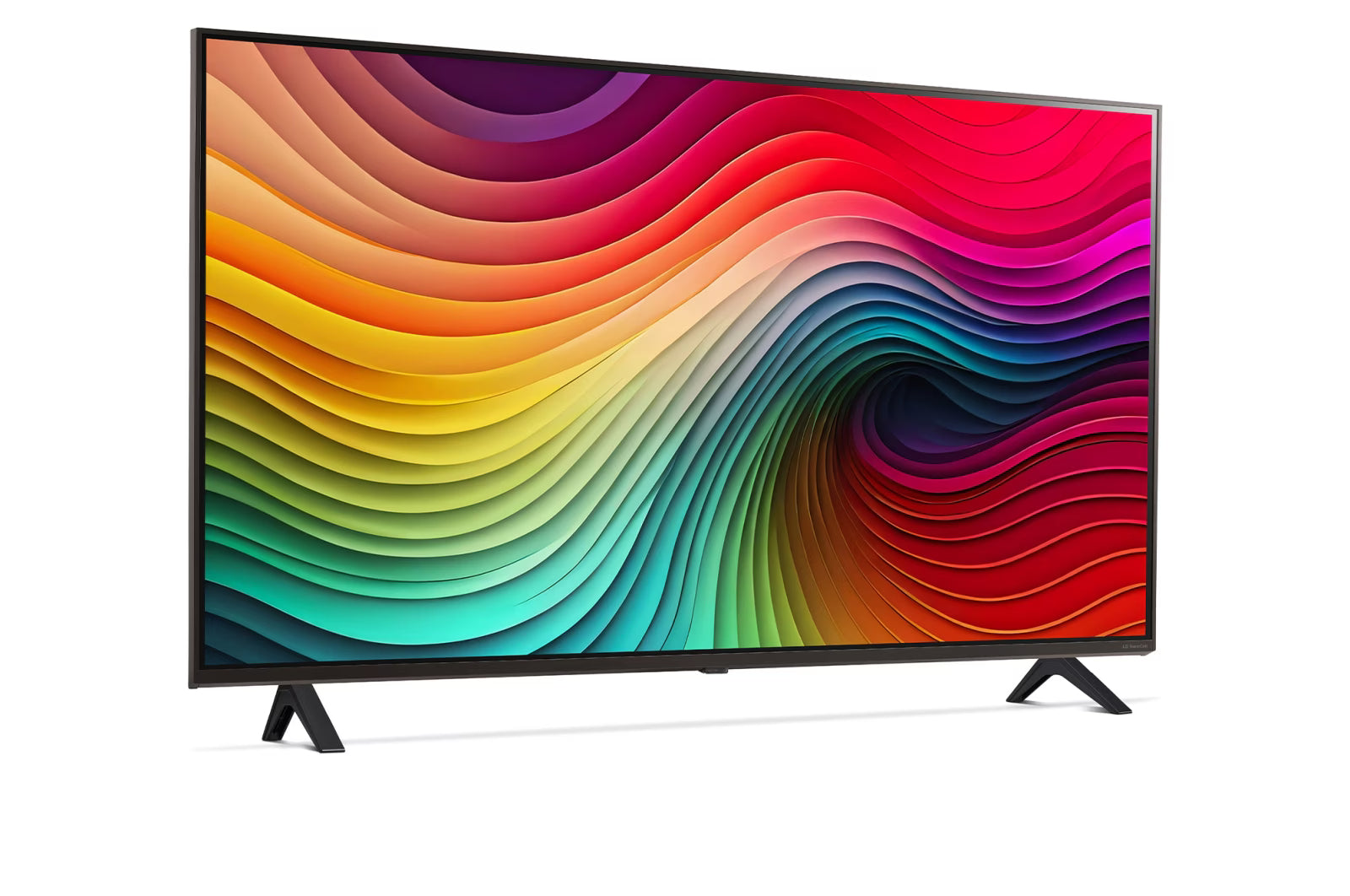 LG 50NANO81T3A televízió előlnézetben talpon, enyhén jobbra fordítva.