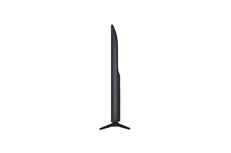 LG 55QNED70A Televízió oldalnézetben, talpon.