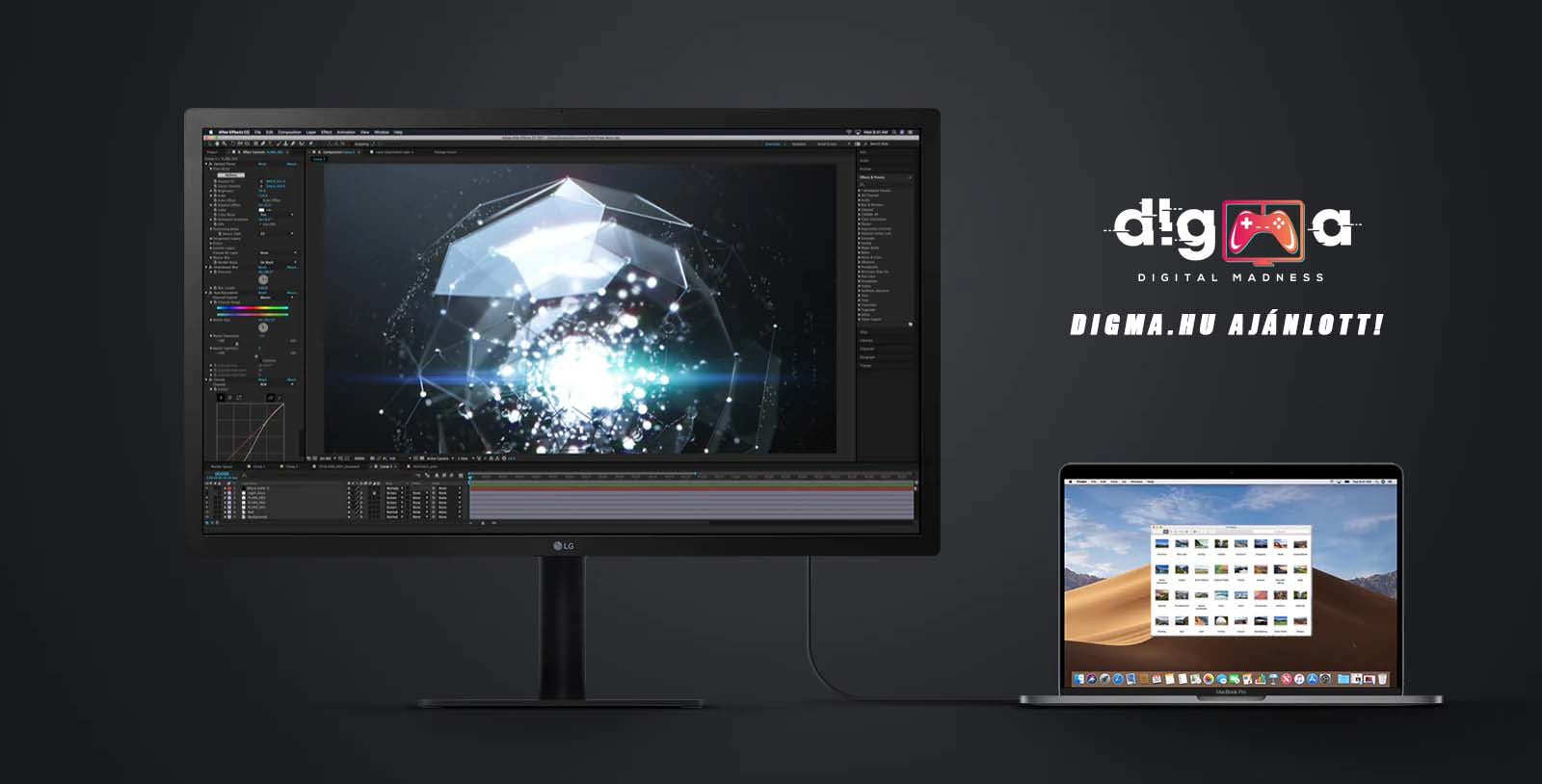 LG UltraFine monitor MacBookhoz csatlakoztatva, digma.hu