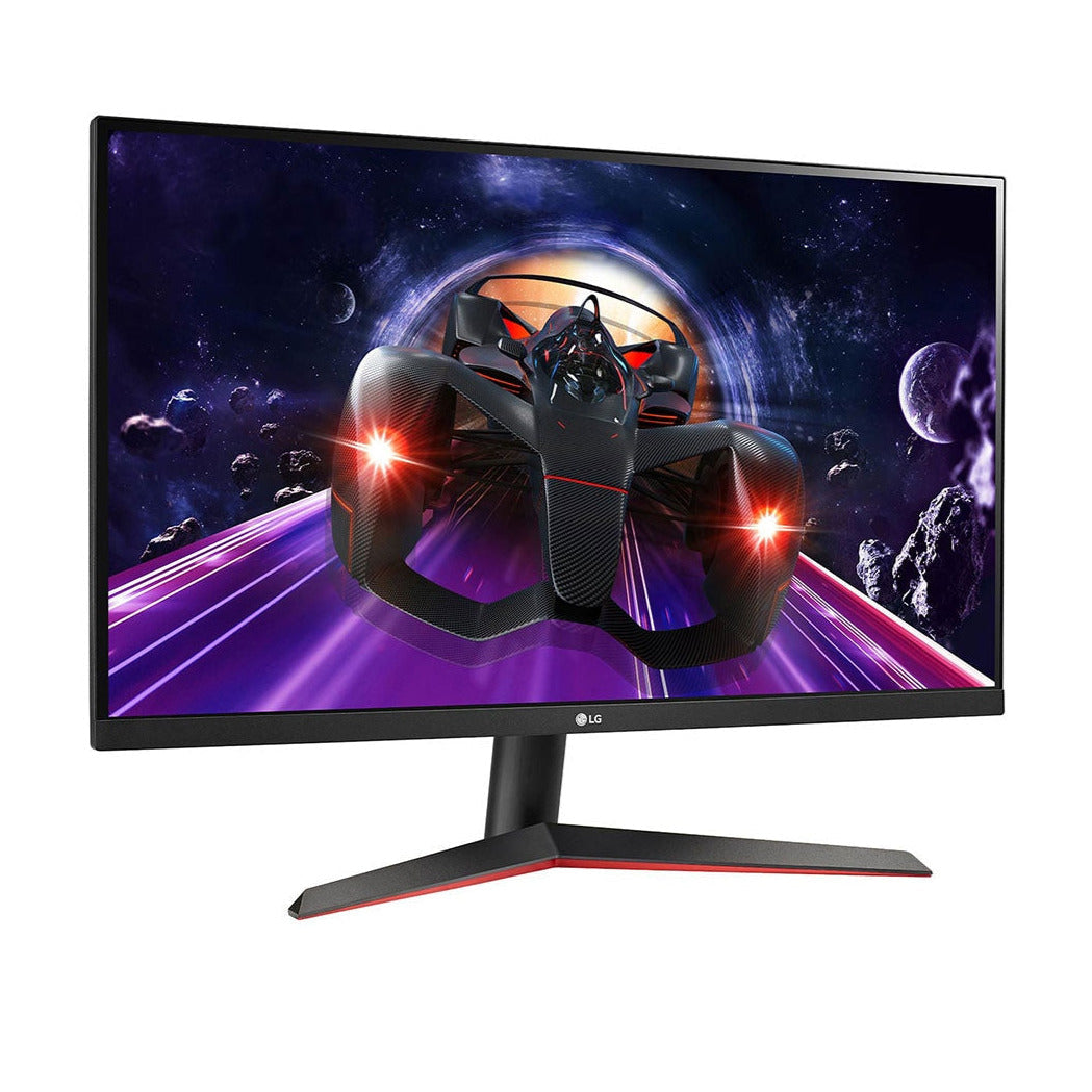 LG 24" FHD 75Hz 1ms FreeSync IPS Gamer Monitor előlnézet enyhén jobbra fordítva, 24MP60G-B