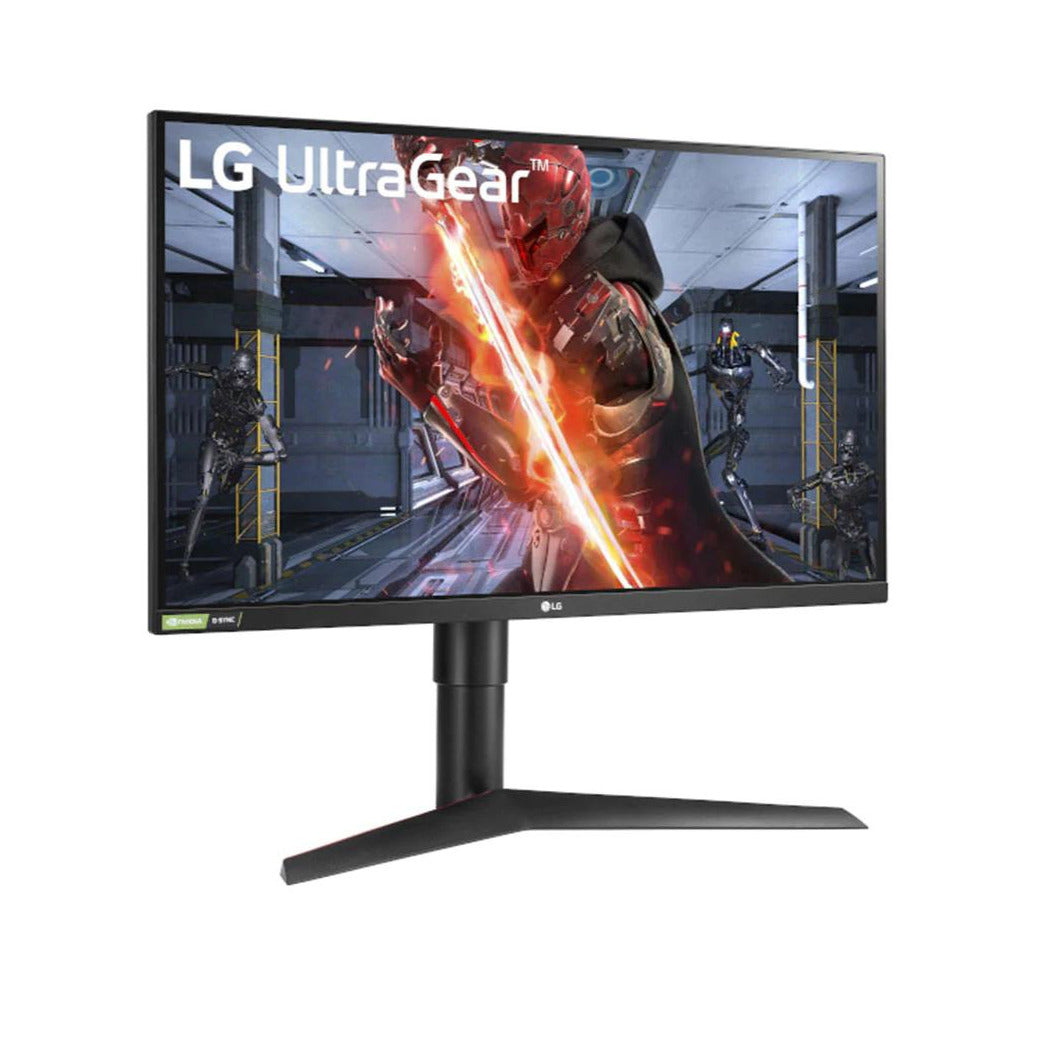 LG 27" UltraGear 2K QHD 144Hz 1ms Nano IPS Gamer Monitor előlnézet enyhén jobbra fordítva, 27GL850-B