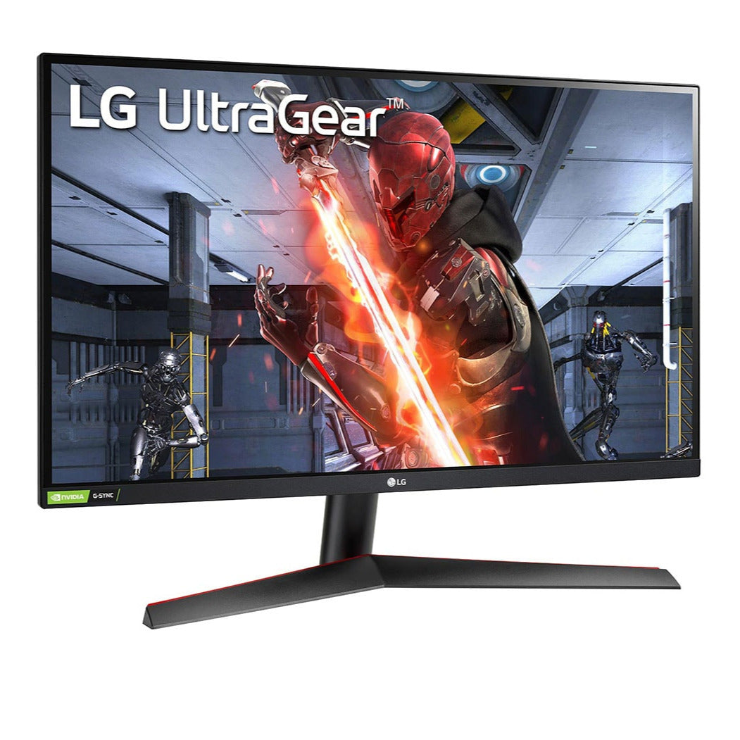 LG 27" UltraGear FHD 144Hz 1ms IPS Gamer Monitor előlnézet enyhén jobbra fordítva, 27GN600-B