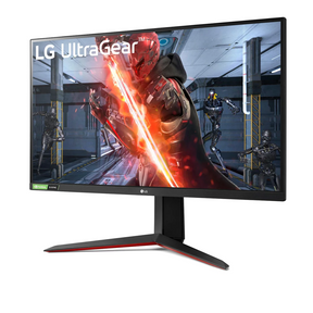 LG 27" UltraGear 2K QHD 144Hz 1ms Nano IPS Gamer Monitor előlnézet enyhén balra fordítva, 27GN850-B