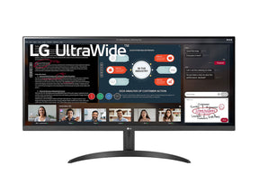 LG 29" UltraWide 21:9 FHD 75Hz FreeSync HDR IPS Monitor előlnézet több ablakos munkamenettel, 29WP500-B