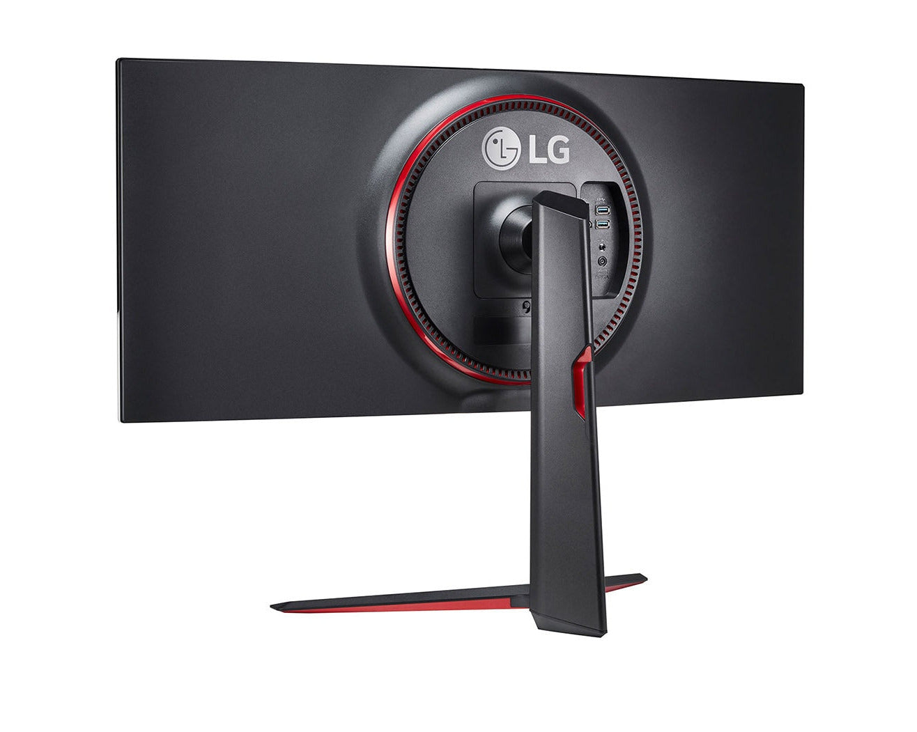 LG 34" Ívelt UltraGear 2K WQHD 160Hz 1ms Nano IPS Gamer Monitor hátulnézet enyhén balra fordítva, 34GN850-B
