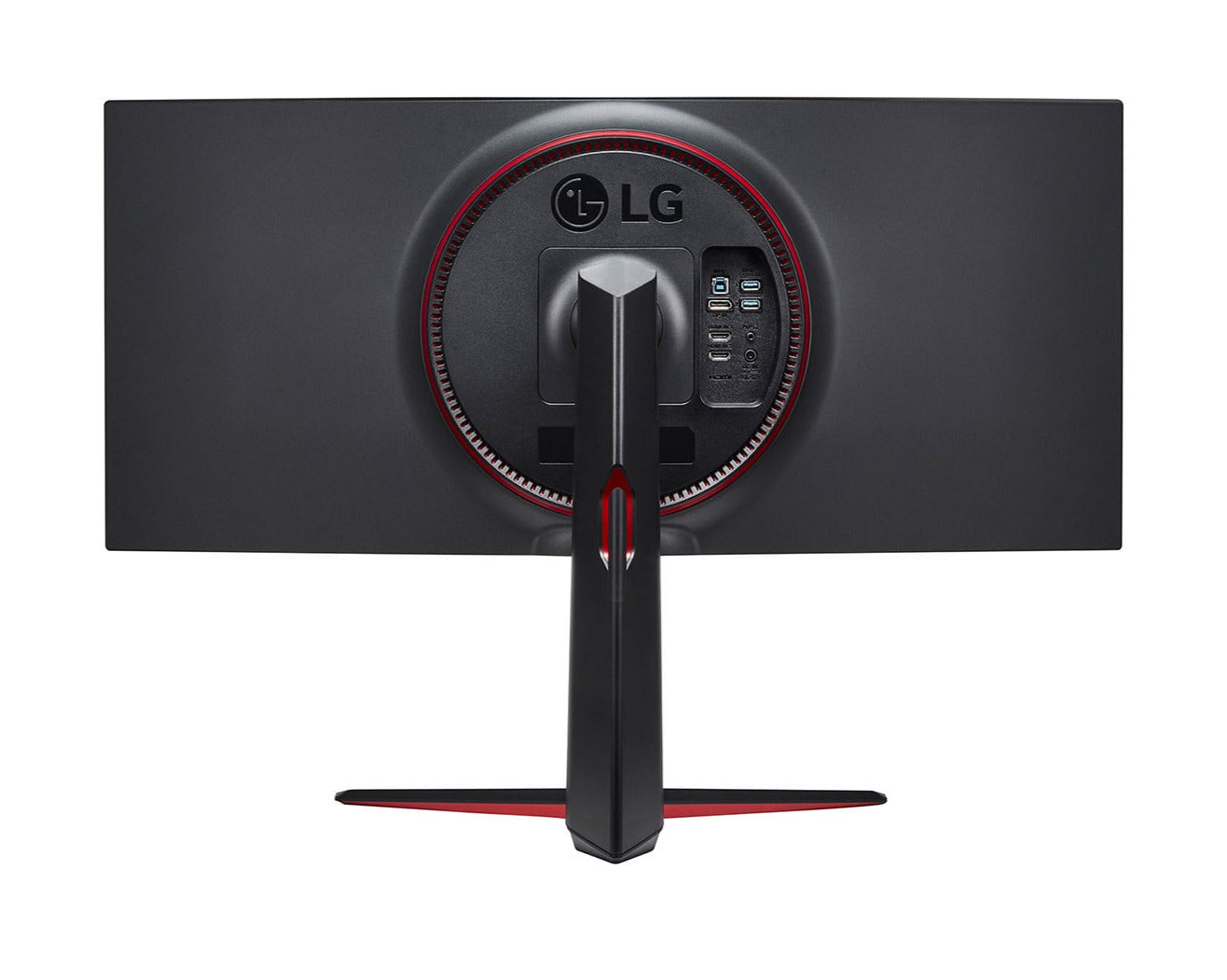 LG 34" Ívelt UltraGear 2K WQHD 160Hz 1ms Nano IPS Gamer Monitor hátulnézet csatlakozókkal, 34GN850-B
