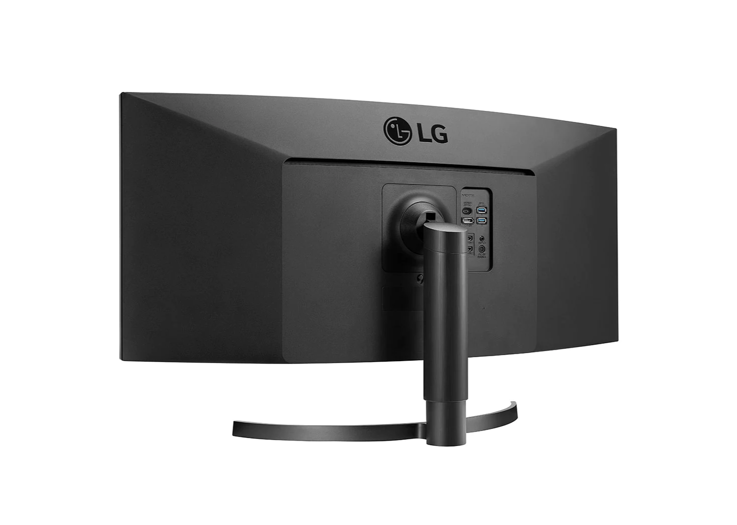 LG 34" Ívelt UltraWide 2K WQHD FreeSync HDR IPS Monitor hátul nézet enyhén balra fordítva, 34WN80C-B