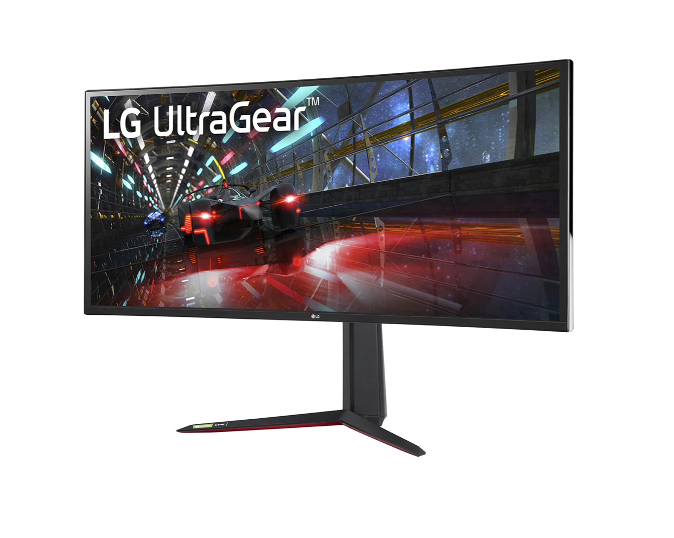 LG 38" Ívelt UltraGear 2K WQHD+ 160Hz 1ms Nano IPS Gamer Monitor előlnézet enyhén balra fordítva, 38GN950-B